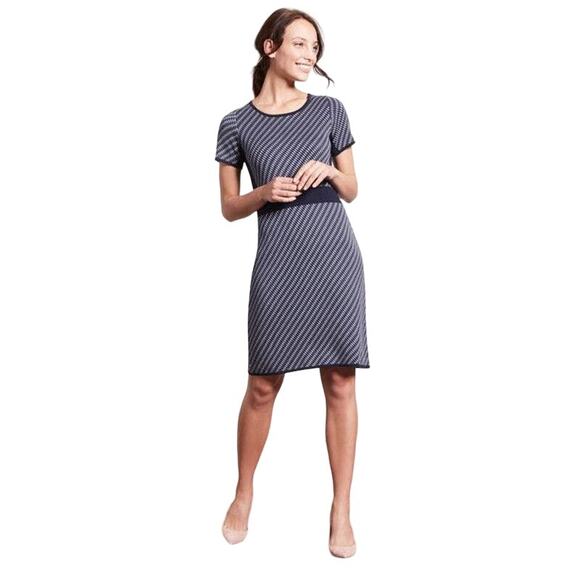 Boden Zoe Knitted Short Sleeve Shift Sweater Dress Blue Stretch Womens Size 6 R - Picture 14 of 14